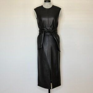 Modern Citizen Black Vegan Leather Sleeveless Midi Dress